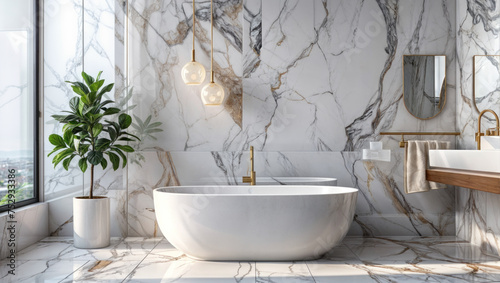 White clean bathroom interior. Modern luxury and elegance with minimalist design for relaxation  comfort  and contemporary home living experience  creating a serene sanctuary for everyday renewal
