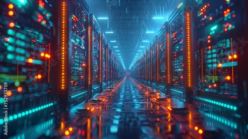 Database futuristic server. mining crypto currency farm technology. Generative AI