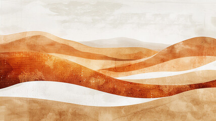 Wandcirkels Japandi stijl Bruin oranje abstract berglandschap  © Iryna