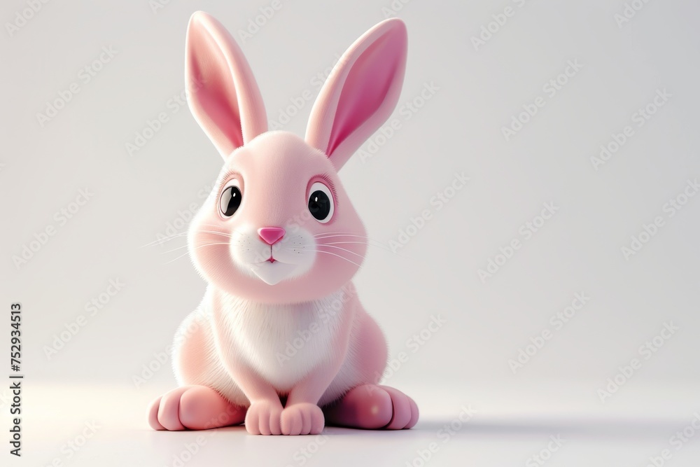 Obraz premium Colorful Easter Egg Basket Easter holiday ideas. Happy easter Easter Festivities bunny. 3d Joyous Celebration hare rabbit illustration. Cute Clear field festive card teal blue copy space wallpaper