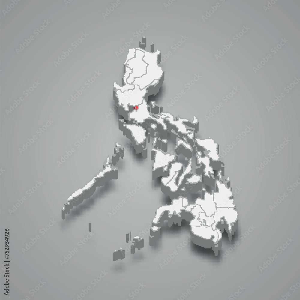 Metropolitan Manila region location within Philippines 3d map - obrazy, fototapety, plakaty 