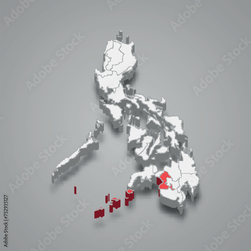 Bangsamoro region location within Philippines 3d map photo