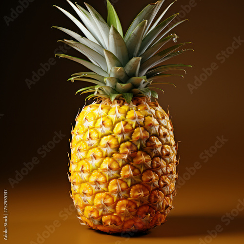 Ripe pineapple standing tall in warm light