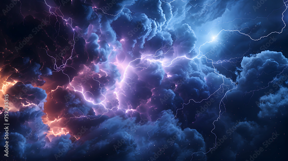 Obraz premium Thunderstorm Concept: Weather Forecast Presentation Background. Texture, wallpaper