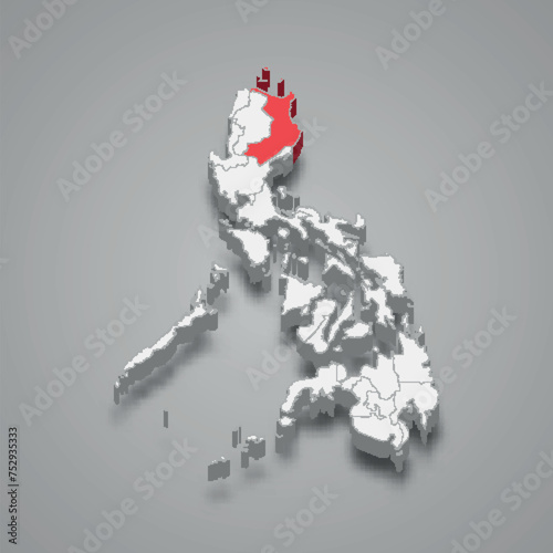 Cagayan Valley region location within Philippines 3d map
