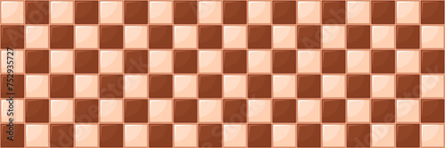 Seamless pattern with brown interior tiles. Kitchen backsplash, vector cartoon background for wall and floor covering, graphic for computer casual games