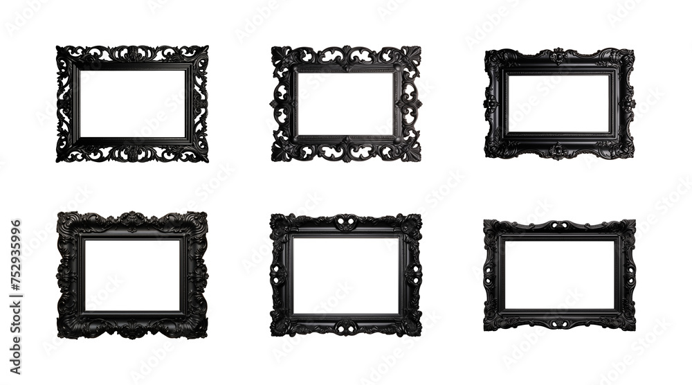 custom made wallpaper toronto digitalCollection of antique black rectangular frames isolated on a transparent background, PNG