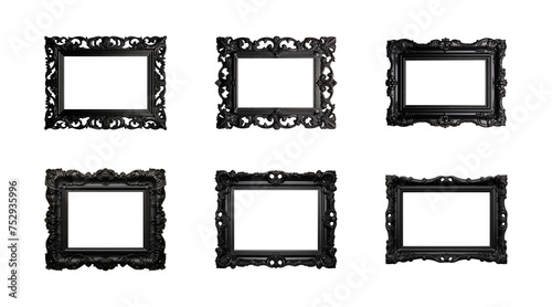 Wallpaper Mural Collection of antique black rectangular frames isolated on a transparent background, PNG Torontodigital.ca