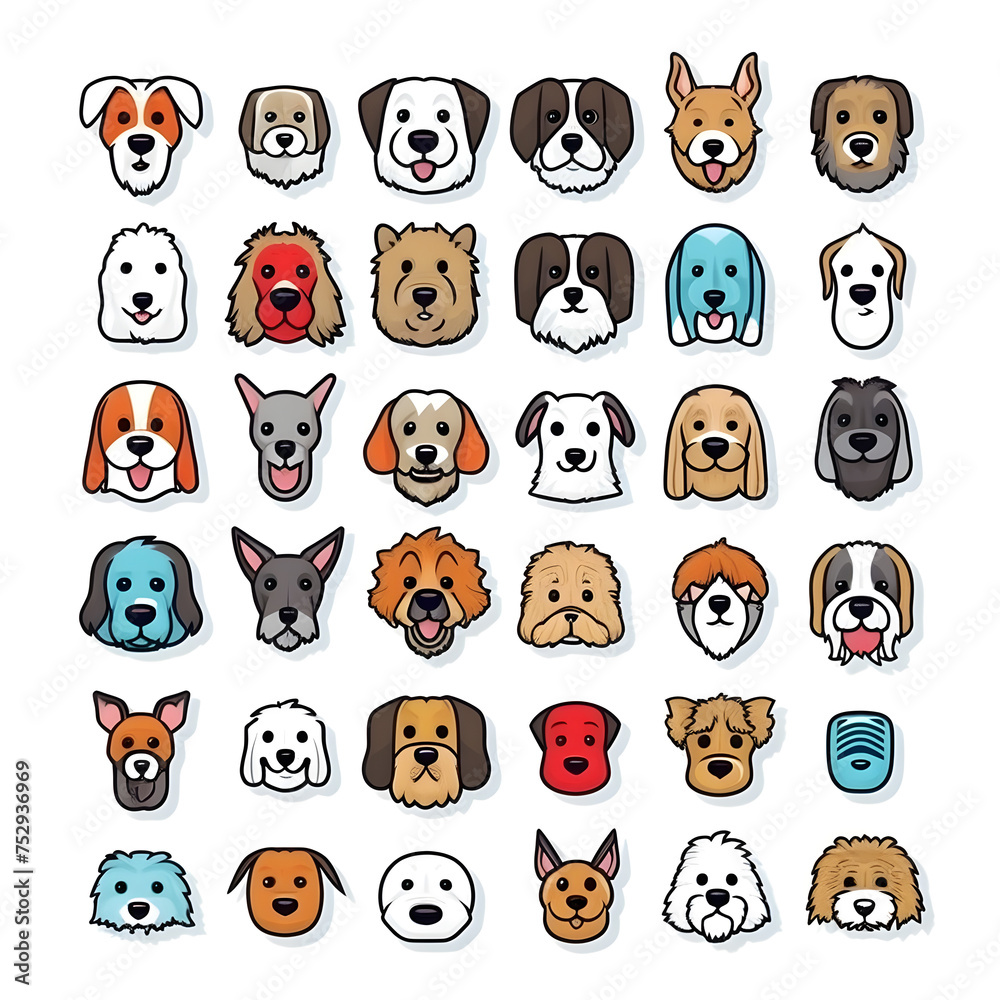 doodle icon set of dog, vector graphic, on white background. doodle icon set of dog, vector graphic, on white background.