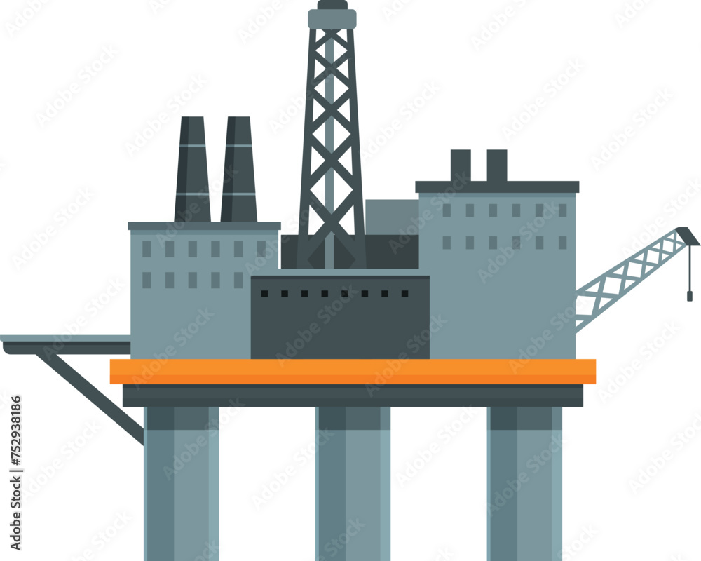 Obraz premium Oil platform gas icon cartoon vector. Ocean energy. Extraction marine container