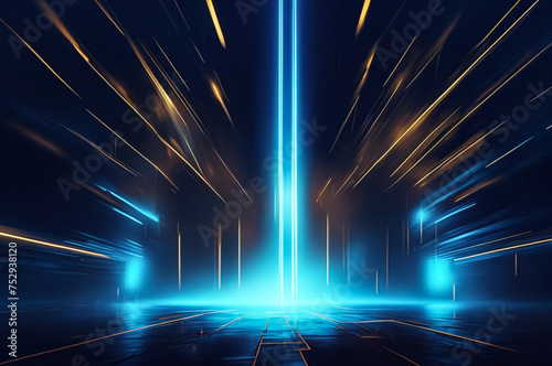 Dark background with fire rays. AI