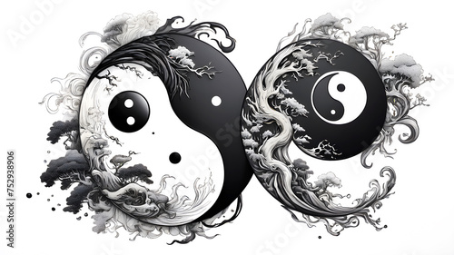 graphic ornamental image of yin yang concept