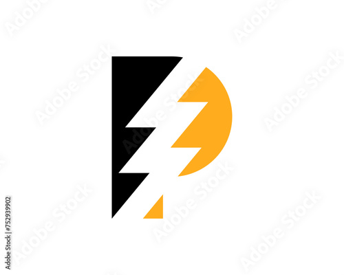 Letter P with thunder silhouette inside