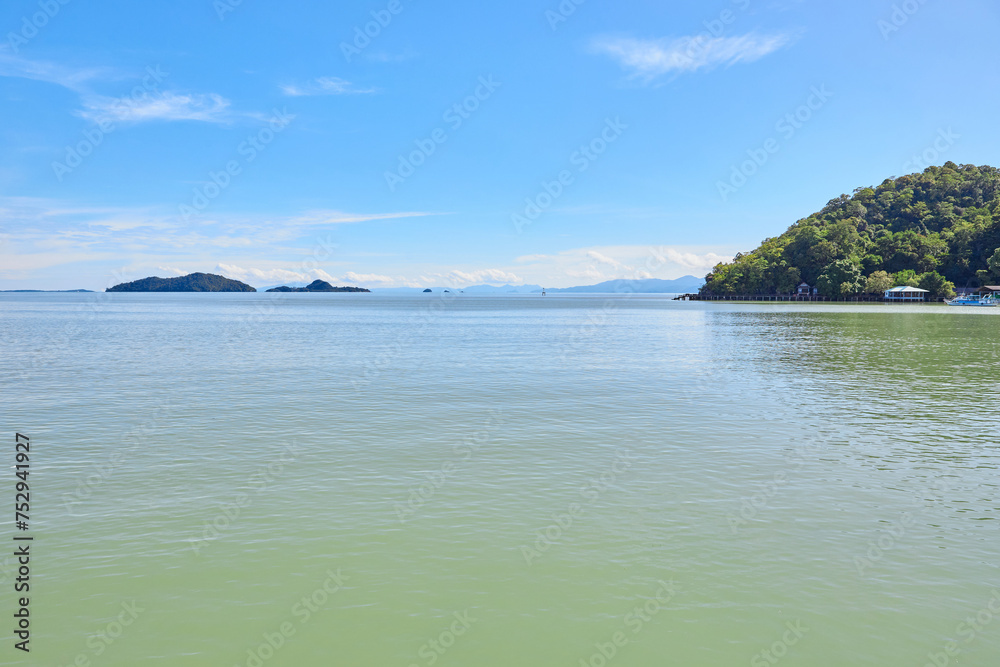Scenic view of tropical sea with green forest in the island southern Thailand