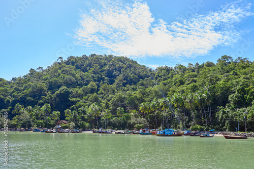 Scenic view of tropical sea with green forest in the island southern Thailand