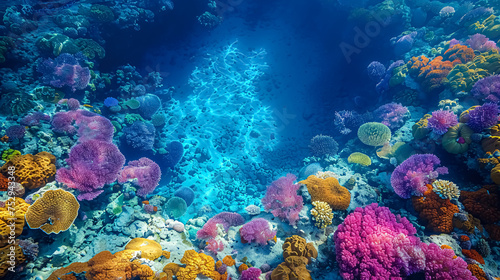 Colorful coral reef at tropical sea. Underwater view of underwater world.