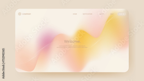 wave gradient background with wave line. aesthetic website landing page or banner template modern style vector illustration