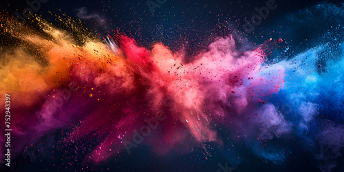 Colorful powder explosion on dark background