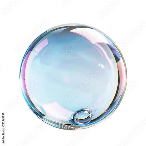 Realistic reflective soap water bubble on an isolated background