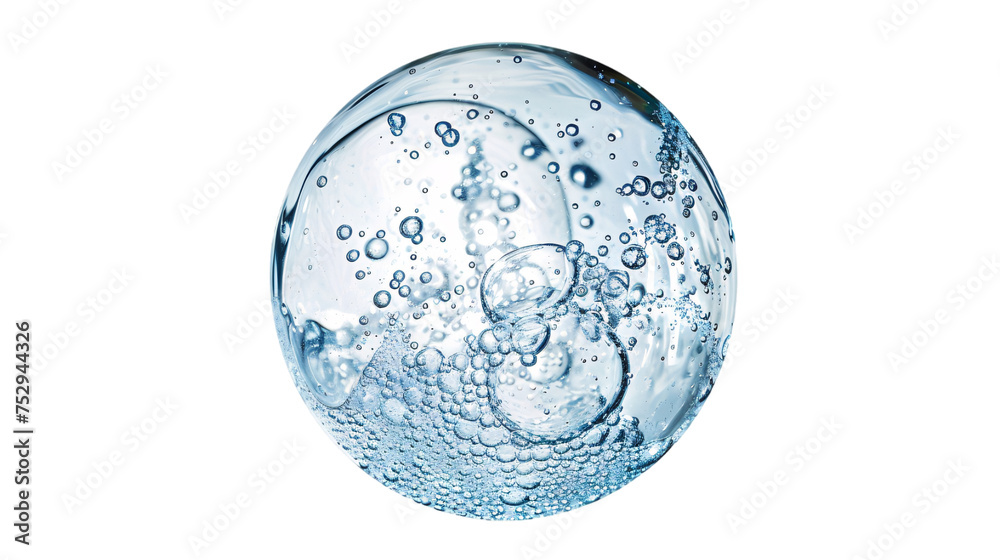 A single blue water bubble on an isolated background A single blue water bubble on an isolated background