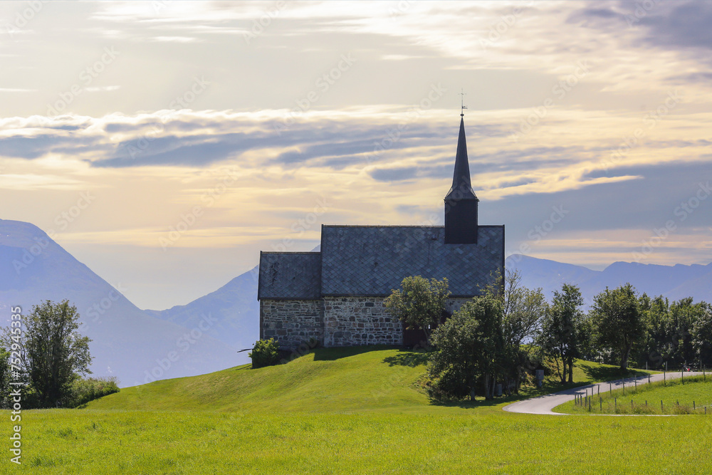 Fototapeta premium Edoey church in the Smoela municipality, Norway