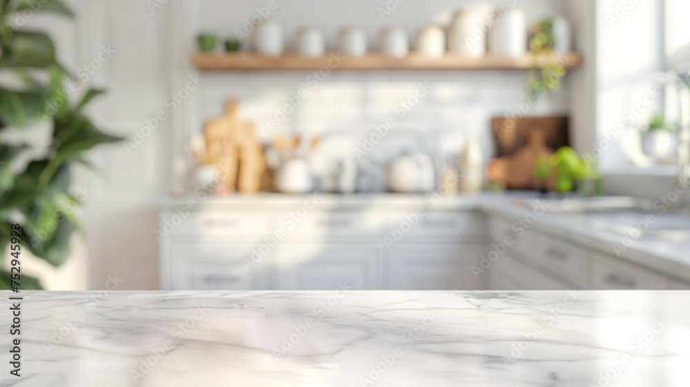Minimal white marble kitchen table with copy space. Minimal white marble kitchen table with copy space.