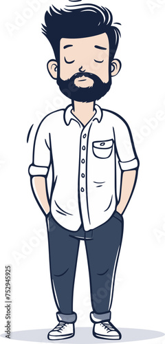 The Contemplative Man Reflective Reverie in Vector Form