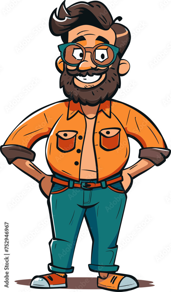 Naklejka premium The Reflective Man Introspective Posture in Vector Form