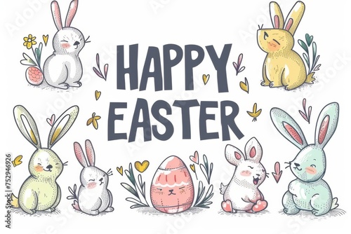 Colorful Easter Egg Basket Easter table decorations ideas. Happy easter Writing area bunny. 3d Topaz hare rabbit illustration. Cute Jesus Christ festive card Message field copy space wallpaper photo