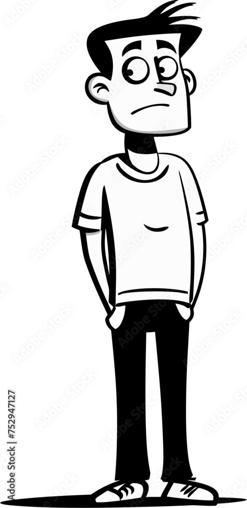 The Reflective Man Thoughtful Pose in Vector Form The Reflective Man Thoughtful Pose in Vector Form