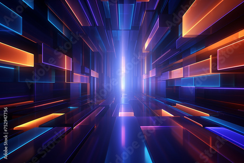 Blue, orange and Purple tech background suite with 3d rendering
