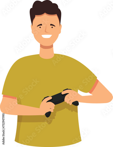 Smiling happy gamer icon cartoon vector. Videogame reality. Play males internet