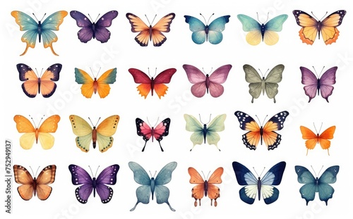 Kaleidoscope of Watercolor Wings - A Generative AI Butterfly Array