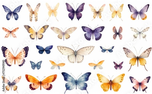 Kaleidoscope of Watercolor Wings - A Generative AI Butterfly Array © Gelpi