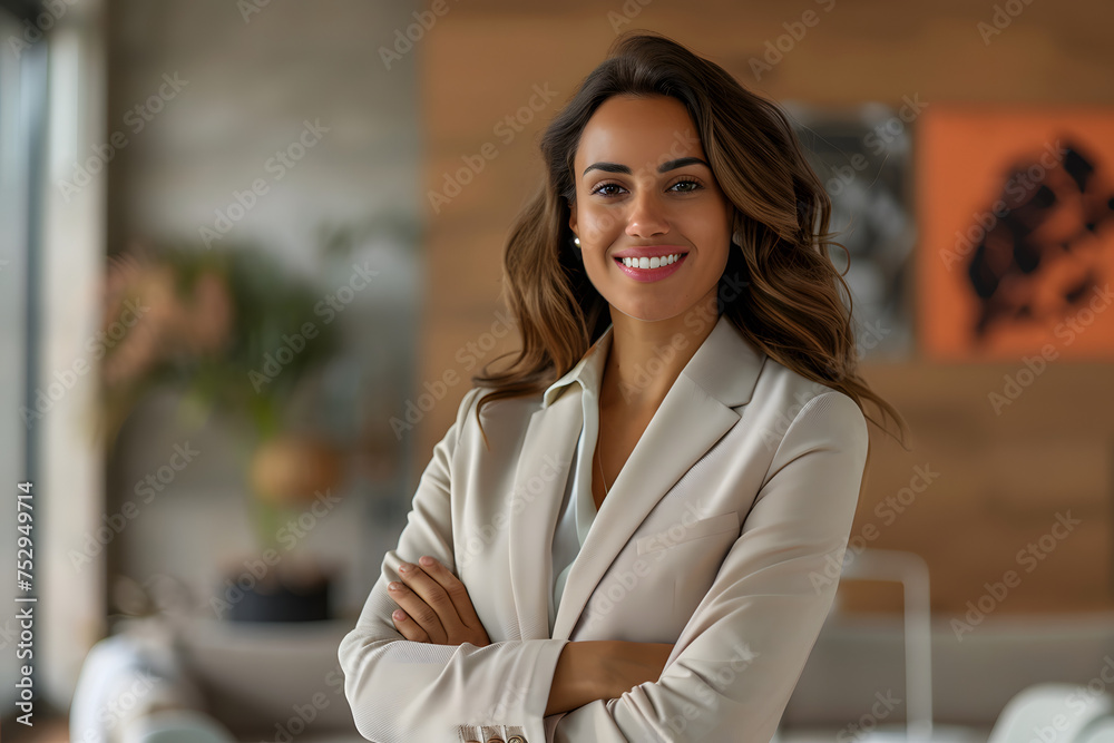 professional woman, business attire, modern office setting, confident smile, empowering presence, leader vibe professional woman, business attire, modern office setting, confident smile, empowering presence, leader vibe
