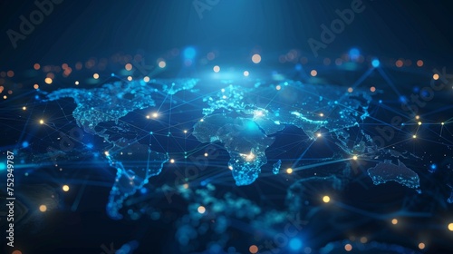 Abstract global business background with world map and connecting lines photo