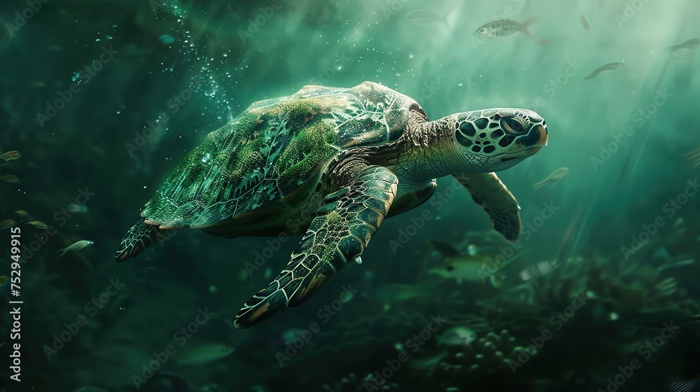 Majestic Turtle Gliding Through the Ocean Depths Generative AI pro image Majestic Turtle Gliding Through the Ocean Depths Generative AI pro image