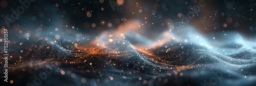 Abstract glittering waves with bokeh lights. This detailed image captures the essence of abstract waves with a shimmering bokeh effect, resembling golden silk cloth. 