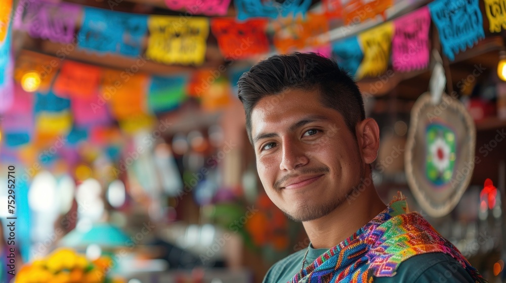 Fototapeta premium portrait of a young mexican young man celebrating cinco de mayo