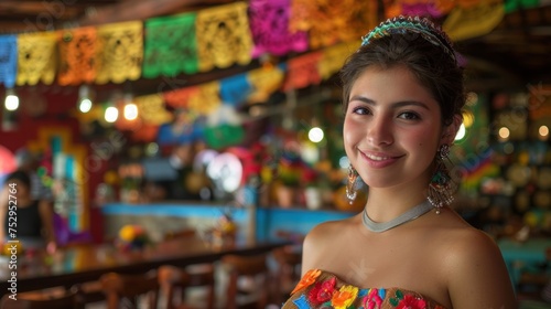 portrait of a beautiful mexican young woman celebrating cinco de mayo © JK2507