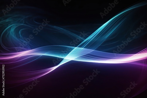 abstract wave color light in black background, created by ai generated