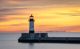 Duluth Lighthouse at sunrise colorful image