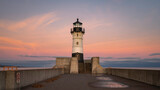 Duluth Lighthouse at sunset, colorful image