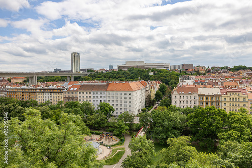 overview Praque with trees in foreground photo