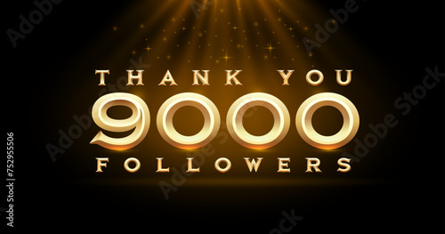 Thank you followers peoples, 9000 online social group, happy banner celebrate, Vector illustration photo