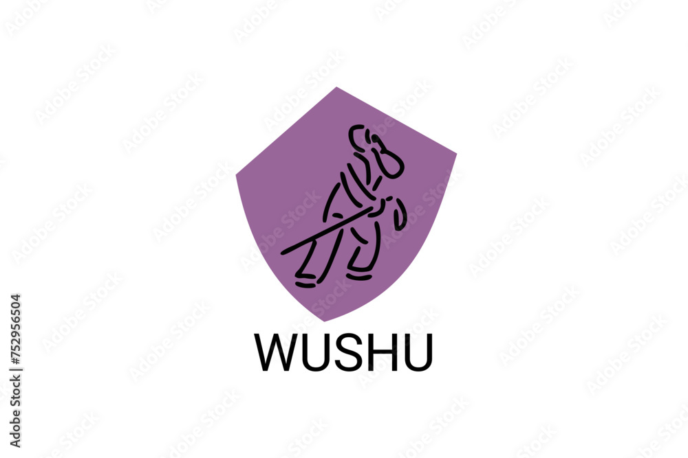 wushu sport vector line icon. sportman, fighting stance. sport pictogram illustration. wushu sport vector line icon. sportman, fighting stance. sport pictogram illustration.