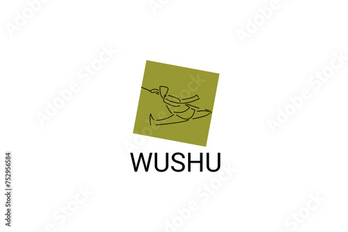 wushu sport vector line icon. sportman, fighting stance. sport pictogram illustration.