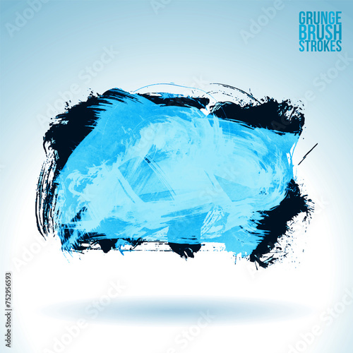 Blue brush stroke and texture. Grunge vector abstract hand - painted element.