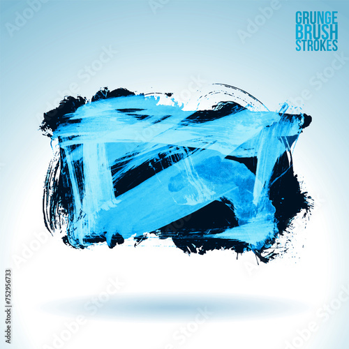 Blue brush stroke and texture. Grunge vector abstract hand - painted element.