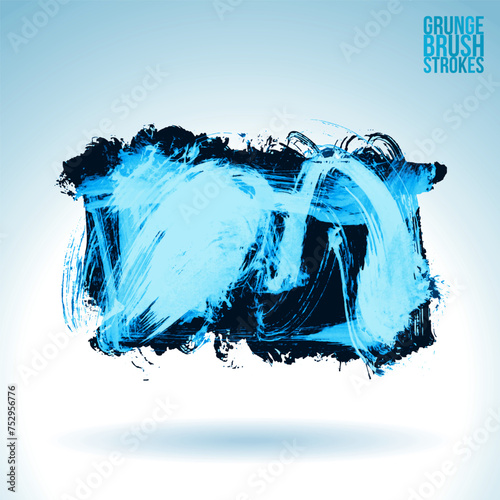 Blue brush stroke and texture. Grunge vector abstract hand - painted element.